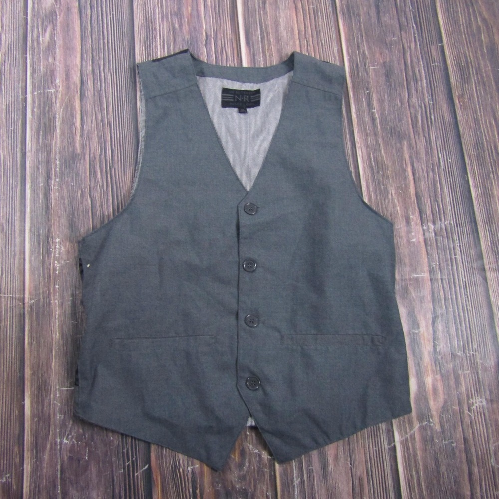 Suit Vest No Retreat Mens M Gray Solid Polyester Rayon 3 Piece Belted Formal